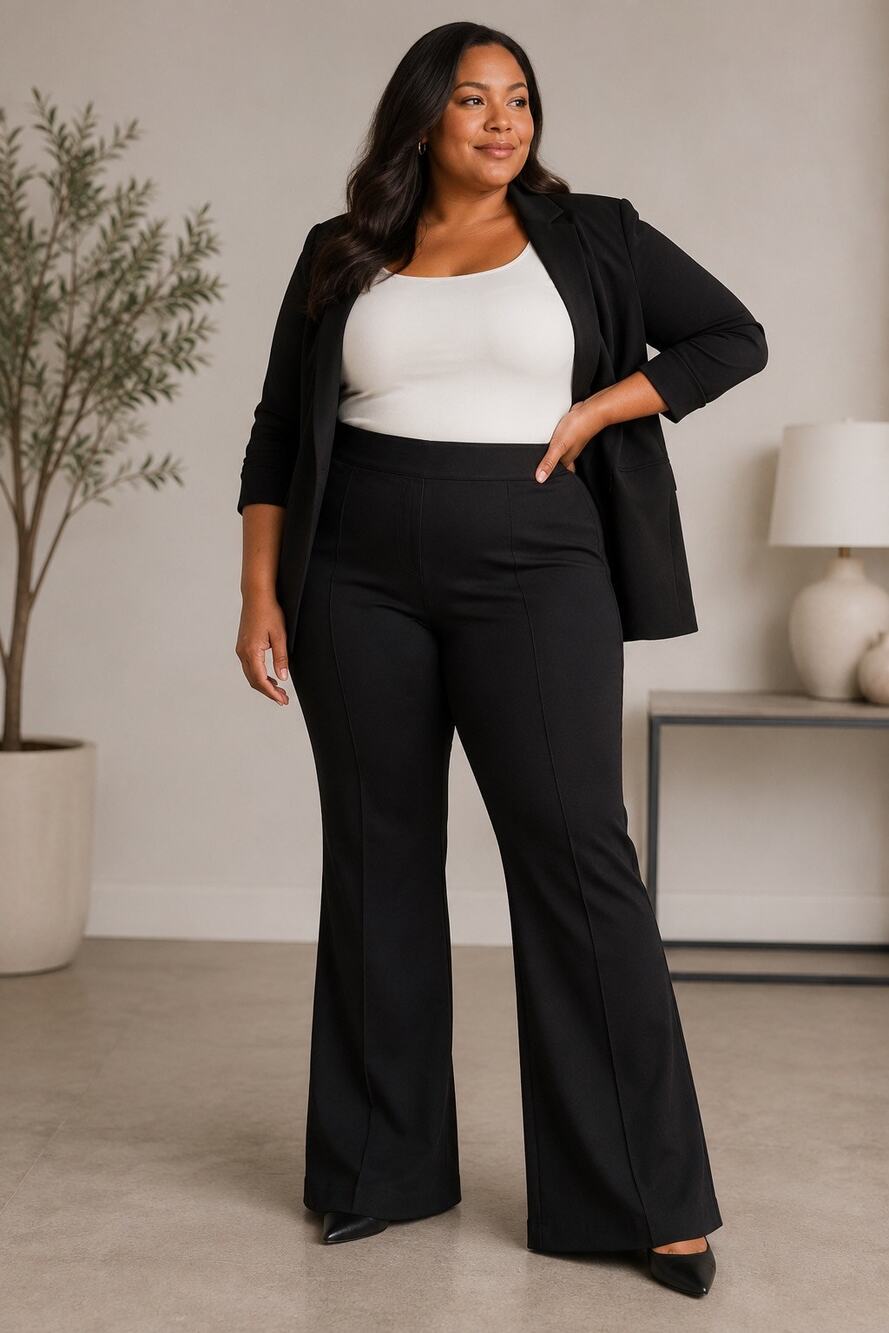 SPANX PerfectFit Ponte Flare Pants 3X Pull On High Rise Shaping Work Career
